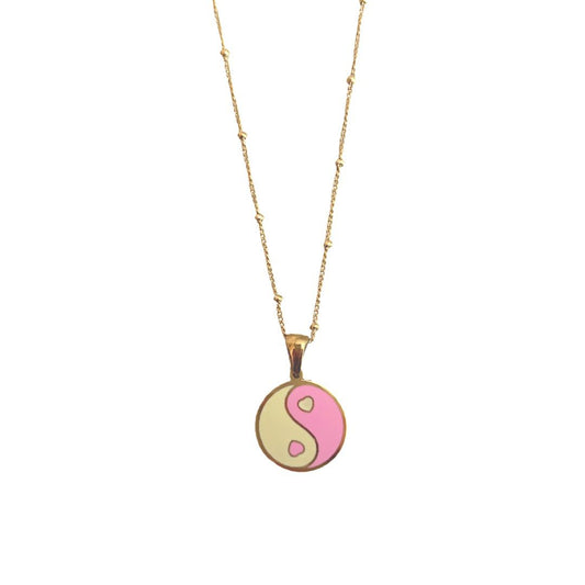 18k gold pink YY necklace.