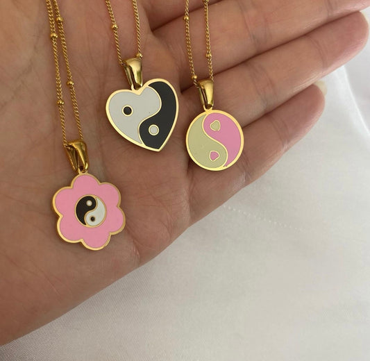 18k gold pink YY necklace.